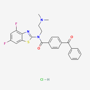 molecular formula C25H22ClF2N3O2S B2489409 4-benzoyl-N-(4,6-difluorobenzo[d]thiazol-2-yl)-N-(2-(dimethylamino)ethyl)benzamide hydrochloride CAS No. 1216502-15-6
