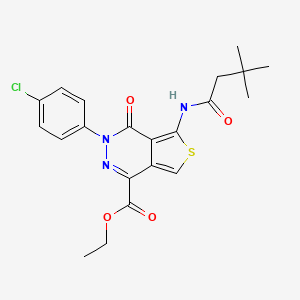 molecular formula C21H22ClN3O4S B2489414 Ethyl 3-(4-chlorophenyl)-5-(3,3-dimethylbutanamido)-4-oxo-3,4-dihydrothieno[3,4-d]pyridazine-1-carboxylate CAS No. 851950-05-5