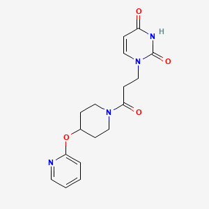 molecular formula C17H20N4O4 B2489417 1-(3-oxo-3-(4-(pyridin-2-yloxy)piperidin-1-yl)propyl)pyrimidine-2,4(1H,3H)-dione CAS No. 1448031-27-3