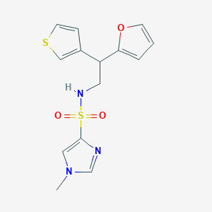 molecular formula C14H15N3O3S2 B2489423 N-[2-(furan-2-yl)-2-(thiophen-3-yl)ethyl]-1-methyl-1H-imidazole-4-sulfonamide CAS No. 2097890-77-0