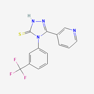 molecular formula C14H9F3N4S B2489424 5-(pyridin-3-yl)-4-[3-(trifluoromethyl)phenyl]-4H-1,2,4-triazole-3-thiol CAS No. 132844-83-8