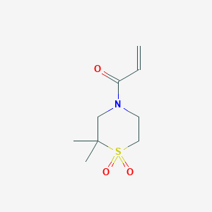 molecular formula C9H15NO3S B2489439 1-(2,2-Dimethyl-1,1-dioxo-1,4-thiazinan-4-yl)prop-2-en-1-one CAS No. 2224314-31-0