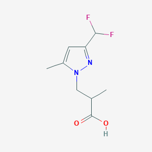 molecular formula C9H12F2N2O2 B2489444 3-[3-(Difluoromethyl)-5-methylpyrazol-1-yl]-2-methylpropanoic acid CAS No. 1946823-24-0