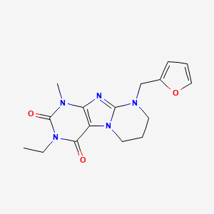 molecular formula C16H19N5O3 B2489449 3-Ethyl-9-(furan-2-ylmethyl)-1-methyl-7,8-dihydro-6H-purino[7,8-a]pyrimidine-2,4-dione CAS No. 946360-94-7