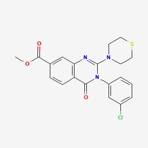 molecular formula C20H18ClN3O3S B2489453 Methyl 3-(3-chlorophenyl)-4-oxo-2-thiomorpholino-3,4-dihydroquinazoline-7-carboxylate CAS No. 1251675-67-8