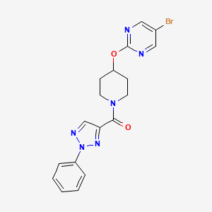 molecular formula C18H17BrN6O2 B2489457 [4-(5-Bromopyrimidin-2-yl)oxypiperidin-1-yl]-(2-phenyltriazol-4-yl)methanone CAS No. 2380193-96-2