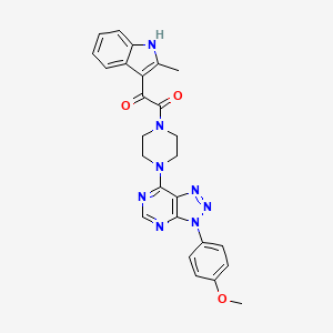 molecular formula C26H24N8O3 B2489459 1-(4-(3-(4-甲氧基苯基)-3H-[1,2,3]三唑并[4,5-d]嘧啶-7-基)哌嗪-1-基)-2-(2-甲基-1H-吲哚-3-基)乙烷-1,2-二酮 CAS No. 920184-02-7