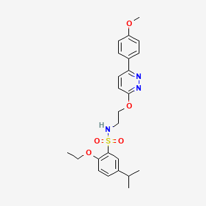 molecular formula C24H29N3O5S B2489471 2-ethoxy-5-isopropyl-N-(2-((6-(4-methoxyphenyl)pyridazin-3-yl)oxy)ethyl)benzenesulfonamide CAS No. 1005303-87-6