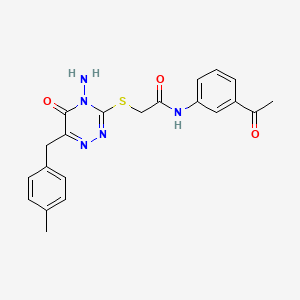 molecular formula C21H21N5O3S B2489472 N-(3-乙酰基苯基)-2-((4-氨基-6-(4-甲基苯基甲基)-5-氧代-4,5-二氢-1,2,4-三嗪-3-基)硫基)乙酰胺 CAS No. 896166-59-9
