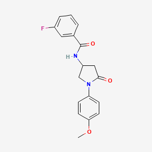 molecular formula C18H17FN2O3 B2489480 3-fluoro-N-(1-(4-methoxyphenyl)-5-oxopyrrolidin-3-yl)benzamide CAS No. 887462-62-6