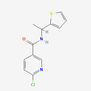 molecular formula C12H11ClN2OS B2489493 6-chloro-N-[1-(thiophen-2-yl)ethyl]pyridine-3-carboxamide CAS No. 1111565-77-5
