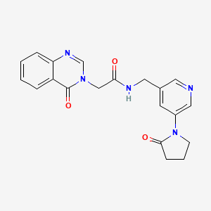 molecular formula C20H19N5O3 B2489498 2-(4-oxo-3,4-dihydroquinazolin-3-yl)-N-{[5-(2-oxopyrrolidin-1-yl)pyridin-3-yl]methyl}acetamide CAS No. 2097867-36-0
