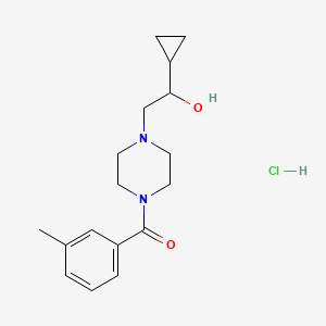 molecular formula C17H25ClN2O2 B2489499 (4-(2-Cyclopropyl-2-hydroxyethyl)piperazin-1-yl)(m-tolyl)methanone hydrochloride CAS No. 1396868-50-0