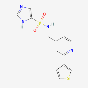 molecular formula C13H12N4O2S2 B2489515 N-((2-(thiophen-3-yl)pyridin-4-yl)methyl)-1H-imidazole-4-sulfonamide CAS No. 2034449-53-9
