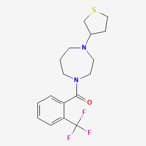 molecular formula C17H21F3N2OS B2489523 (4-(Tetrahydrothiophen-3-yl)-1,4-diazepan-1-yl)(2-(trifluoromethyl)phenyl)methanone CAS No. 2319806-96-5