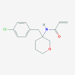 molecular formula C15H18ClNO2 B2489524 N-[3-[(4-Chlorophenyl)methyl]oxan-3-yl]prop-2-enamide CAS No. 2361883-77-2