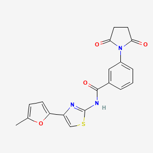 molecular formula C19H15N3O4S B2489525 3-(2,5-dioxopyrrolidin-1-yl)-N-(4-(5-methylfuran-2-yl)thiazol-2-yl)benzamide CAS No. 476642-70-3