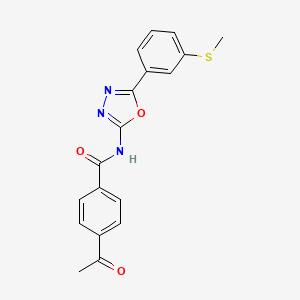 molecular formula C18H15N3O3S B2489532 4-acetyl-N-(5-(3-(methylthio)phenyl)-1,3,4-oxadiazol-2-yl)benzamide CAS No. 886913-00-4