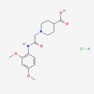 molecular formula C16H23ClN2O5 B2489541 1-(2-((2,4-Dimethoxyphenyl)amino)-2-oxoethyl)piperidine-4-carboxylic acid hydrochloride CAS No. 1426290-45-0