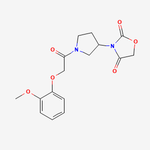 molecular formula C16H18N2O6 B2489542 3-(1-(2-(2-甲氧基苯氧基)乙酰)吡咯烷-3-基)噁唑啉-2,4-二酮 CAS No. 2034431-15-5
