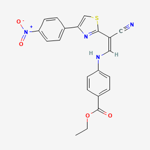 molecular formula C21H16N4O4S B2489543 (Z)-ethyl 4-((2-cyano-2-(4-(4-nitrophenyl)thiazol-2-yl)vinyl)amino)benzoate CAS No. 342377-37-1