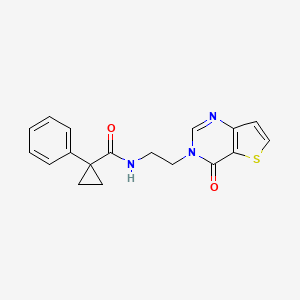 molecular formula C18H17N3O2S B2489548 N-(2-(4-氧代噻吩[3,2-d]嘧啶-3(4H)-基)乙基)-1-苯基环丙烷羧酰胺 CAS No. 2034263-85-7
