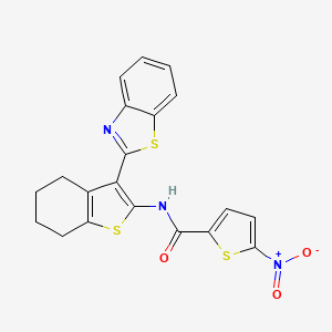 molecular formula C20H15N3O3S3 B2489553 N-[3-(1,3-benzothiazol-2-yl)-4,5,6,7-tetrahydro-1-benzothiophen-2-yl]-5-nitrothiophene-2-carboxamide CAS No. 325988-62-3