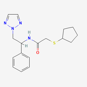 molecular formula C17H22N4OS B2489567 2-(环戊硫基)-N-(1-苯基-2-(2H-1,2,3-三唑-2-基)乙基)乙酰胺 CAS No. 2034405-75-7