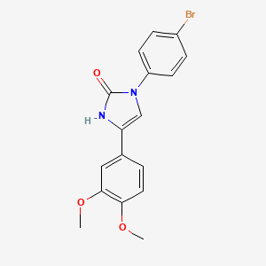 molecular formula C17H15BrN2O3 B2489578 1-(4-bromophenyl)-4-(3,4-dimethoxyphenyl)-1,3-dihydro-2H-imidazol-2-one CAS No. 923220-91-1