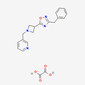 molecular formula C20H20N4O5 B2489581 3-苄基-5-(1-(吡啶-3-基甲基)氮杂环丁烷-3-基)-1,2,4-噁二唑 草酸盐 CAS No. 1351631-80-5