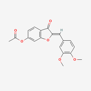 molecular formula C19H16O6 B2489583 (2Z)-2-(3,4-dimethoxybenzylidene)-3-oxo-2,3-dihydro-1-benzofuran-6-yl acetate CAS No. 210361-38-9
