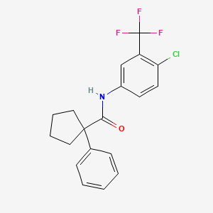 molecular formula C19H17ClF3NO B2489587 N-(4-Chloro-3-(trifluoromethyl)phenyl)(phenylcyclopentyl)formamide CAS No. 1022791-84-9