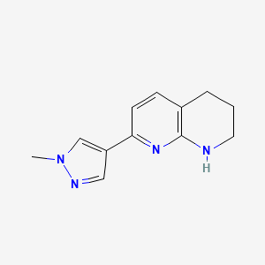 molecular formula C12H14N4 B2489589 7-(1-methyl-1H-pyrazol-4-yl)-1,2,3,4-tetrahydro-1,8-naphthyridine CAS No. 1955548-46-5