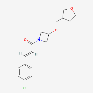 molecular formula C17H20ClNO3 B2489609 (E)-3-(4-chlorophenyl)-1-(3-((tetrahydrofuran-3-yl)methoxy)azetidin-1-yl)prop-2-en-1-one CAS No. 2321333-06-4