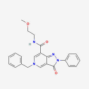 molecular formula C23H22N4O3 B2489611 5-benzyl-N-(2-methoxyethyl)-3-oxo-2-phenyl-3,5-dihydro-2H-pyrazolo[4,3-c]pyridine-7-carboxamide CAS No. 923681-14-5