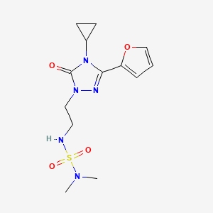 molecular formula C13H19N5O4S B2489623 4-Cyclopropyl-1-[2-(dimethylsulfamoylamino)ethyl]-3-(furan-2-yl)-5-oxo-1,2,4-triazole CAS No. 1797261-42-7