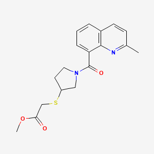 Methyl 2-((1-(2-methylquinoline-8-carbonyl)pyrrolidin-3-yl)thio)acetate