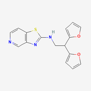 molecular formula C16H13N3O2S B2489649 N-[2,2-Bis(furan-2-yl)ethyl]-[1,3]thiazolo[4,5-c]pyridin-2-amine CAS No. 2380034-76-2