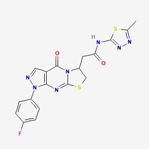 2-[6-(4-Fluorophenyl)-2-oxo-10-thia-1,5,6,8-tetrazatricyclo[7.3.0.03,7]dodeca-3(7),4,8-trien-12-yl]-N-(5-methyl-1,3,4-thiadiazol-2-yl)acetamide
