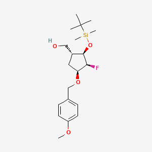 molecular formula C20H33FO4Si B2489654 [(1R,2R,3S,4S)-2-[(Tert-butyldimethylsilyl)oxy]-3-fluoro-4-[(4-methoxyphenyl)methoxy]cyclopentyl]methanol CAS No. 1523530-54-2