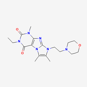 molecular formula C18H26N6O3 B2489656 2-Ethyl-4,7,8-trimethyl-6-(2-morpholin-4-ylethyl)purino[7,8-a]imidazole-1,3-dione CAS No. 915926-71-5