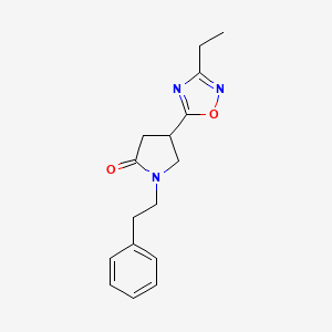 molecular formula C16H19N3O2 B2489661 4-(3-乙基-1,2,4-噁二唑-5-基)-1-苯乙基吡咯烷-2-酮 CAS No. 1170822-04-4