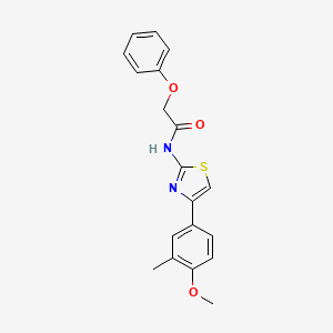 molecular formula C19H18N2O3S B2489670 N-[4-(4-甲氧基-3-甲基苯基)-1,3-噻唑-2-基]-2-苯氧基乙酰胺 CAS No. 313469-60-2