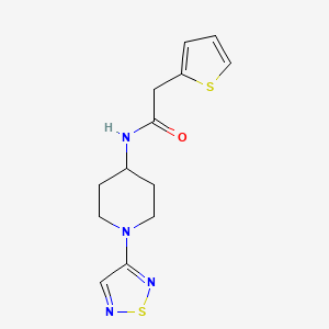 molecular formula C13H16N4OS2 B2489675 N-[1-(1,2,5-thiadiazol-3-yl)piperidin-4-yl]-2-(thiophen-2-yl)acetamide CAS No. 2097887-92-6
