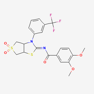 (Z)-N-(5,5-dioxido-3-(3-(trifluoromethyl)phenyl)tetrahydrothieno[3,4-d]thiazol-2(3H)-ylidene)-3,4-dimethoxybenzamide