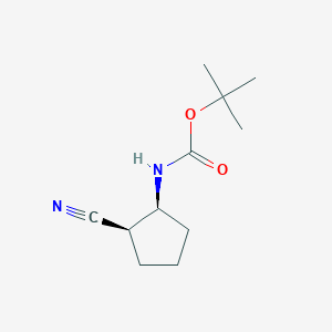 molecular formula C11H18N2O2 B2489688 cis-2-Boc-amino-cyclopentanecarbonitrile CAS No. 874293-97-7