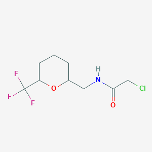molecular formula C9H13ClF3NO2 B2489694 2-Chloro-N-[[6-(trifluoromethyl)oxan-2-yl]methyl]acetamide CAS No. 2411300-28-0