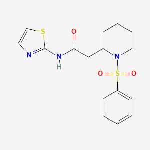 molecular formula C16H19N3O3S2 B2489704 2-(1-(phenylsulfonyl)piperidin-2-yl)-N-(thiazol-2-yl)acetamide CAS No. 1021041-08-6