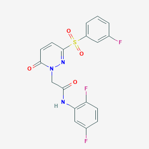 molecular formula C18H12F3N3O4S B2489705 N-(2,5-difluorophenyl)-2-(3-((3-fluorophenyl)sulfonyl)-6-oxopyridazin-1(6H)-yl)acetamide CAS No. 1251573-50-8