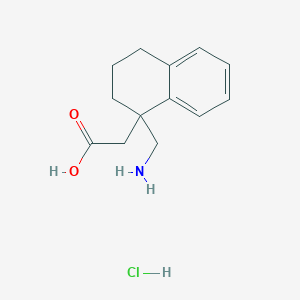 molecular formula C13H18ClNO2 B2489715 2-(1-(Aminomethyl)-1,2,3,4-tetrahydronaphthalen-1-yl)acetic acid hydrochloride CAS No. 132205-60-8
